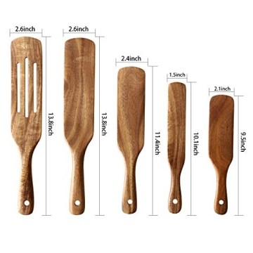 Natural Teak Utensil Set - Heat Resistant Wooden Cookware