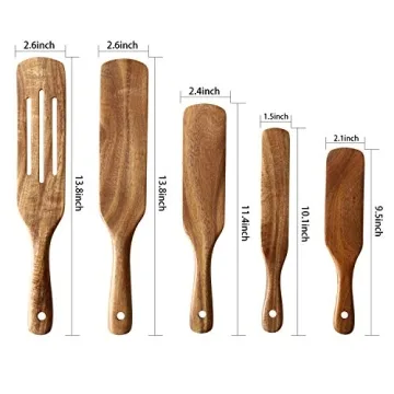 Natural Teak Utensil Set - Heat Resistant Wooden Cookware