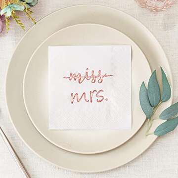 Crisky Rose Gold Miss to Mrs Cocktail Napkins - Perfect for Bridal Showers and Engagements