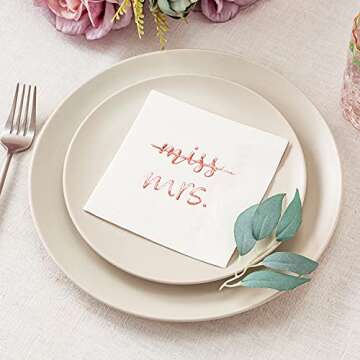 Elegant Crisky Rose Gold Miss to Mrs Cocktail Napkins