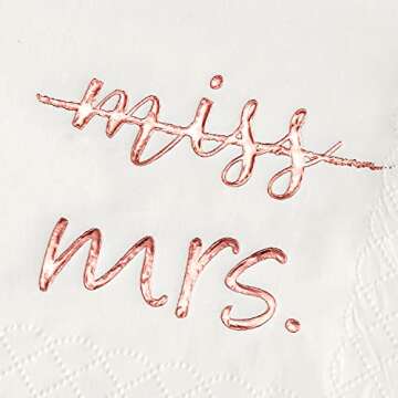 Elegant Crisky Rose Gold Miss to Mrs Cocktail Napkins