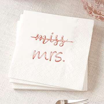 Elegant Crisky Rose Gold Miss to Mrs Cocktail Napkins
