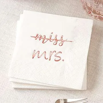 Elegant Crisky Rose Gold Miss to Mrs Cocktail Napkins