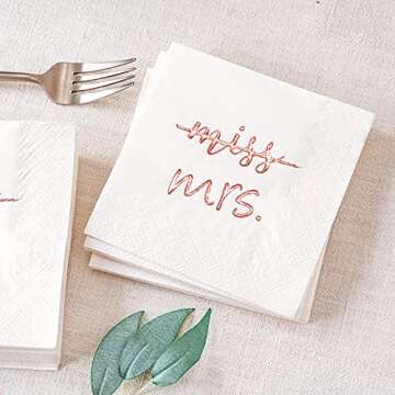 Elegant Crisky Rose Gold Miss to Mrs Cocktail Napkins