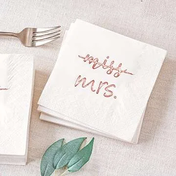 Elegant Crisky Rose Gold Miss to Mrs Cocktail Napkins