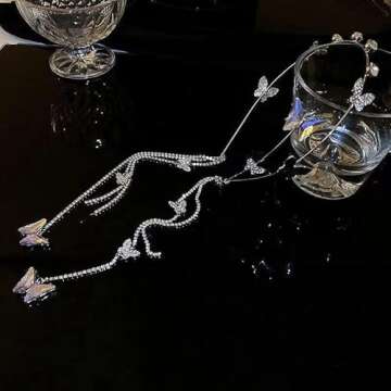 E EMZHOLE Wedding Butterfly Headband Head Chain Silver Tassel Hair Hoop Band Hair Vine Vintage Decorative Headwear Headpieces Hair Accessories for Women and Girls Headdress (02) (01)