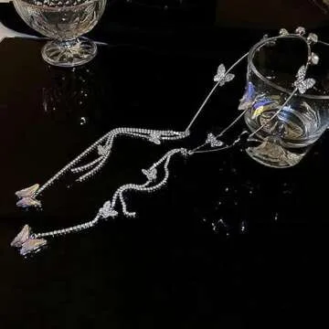 E EMZHOLE Wedding Butterfly Headband Head Chain Silver Tassel Hair Hoop Band Hair Vine Vintage Decorative Headwear Headpieces Hair Accessories for Women and Girls Headdress (02) (01)