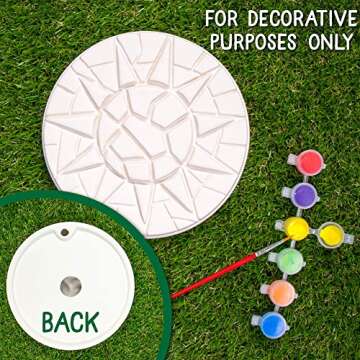 Creative Roots Mosaic Sun Stepping Stone Kit, Includes 7-Inch Ceramic Stepping Stone & 6 Vibrant Pai...