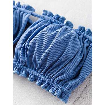 ZAFUL Women's Ruffle Tie Cutout Bandeau Bikini Set