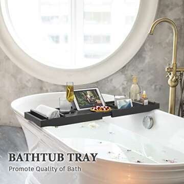Adjustable Bamboo Bathtub Caddy for Luxury Bath Experience