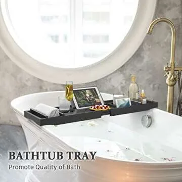 Adjustable Bamboo Bathtub Caddy for Luxury Bath Experience