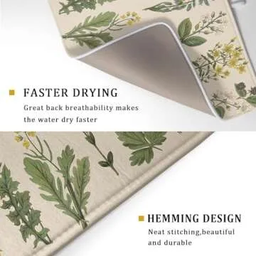Stylish Absorbent Flower Herbs Dish Drying Mat 18x24 Inch