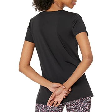 Amazon Essentials Women's Tech Stretch Short-Sleeve Crewneck T-Shirt (Available in Plus Size), Pack of 2, Black/Dark Grey Space Dye, Small