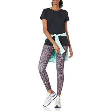 Amazon Essentials Women's Tech Stretch Short-Sleeve Crewneck T-Shirt (Available in Plus Size), Pack of 2, Black/Dark Grey Space Dye, Small