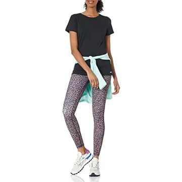 Amazon Essentials Women's Tech Stretch Short-Sleeve Crewneck T-Shirt (Available in Plus Size), Pack of 2, Black/Dark Grey Space Dye, Small