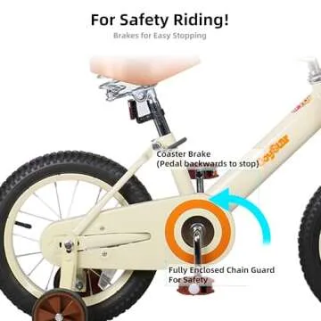 JOYSTAR 14 Inch Kids Bikes with Training Wheels & Basket, Vintage Girls Bike for Toddler of 3-5 Years Old Girls & Boys, Kids Bicycle, Beige