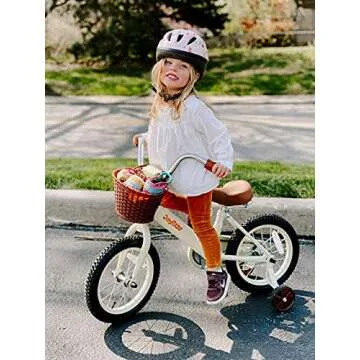 JOYSTAR 14 Inch Kids Bikes with Training Wheels & Basket, Vintage Girls Bike for Toddler of 3-5 Years Old Girls & Boys, Kids Bicycle, Beige