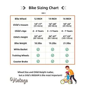 JOYSTAR 14 Inch Kids Bikes with Training Wheels & Basket, Vintage Girls Bike for Toddler of 3-5 Years Old Girls & Boys, Kids Bicycle, Beige