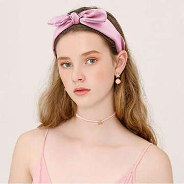 TOBATOBA Knotted Bow Headbands for Women Fashion Knot Headband Wide Headbands for Women Diademas Para Mujer De Moda Elastic Headbands Solid Cute Hair Band for Women Girls Hair Accessories