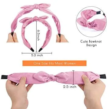 TOBATOBA Knotted Bow Headbands for Women Fashion Knot Headband Wide Headbands for Women Diademas Para Mujer De Moda Elastic Headbands Solid Cute Hair Band for Women Girls Hair Accessories
