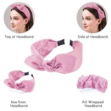 TOBATOBA Knotted Bow Headbands for Women Fashion Knot Headband Wide Headbands for Women Diademas Para Mujer De Moda Elastic Headbands Solid Cute Hair Band for Women Girls Hair Accessories