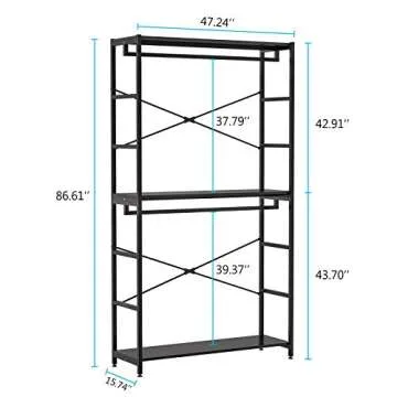 Tribesigns 86 inches Double Rod Closet Organizer, Freestanding 3 Tiers Shelves Clothes Garment Racks, Large Heavy Duty Clothing Storage Shelving Unit for Bedroom Laundry Room