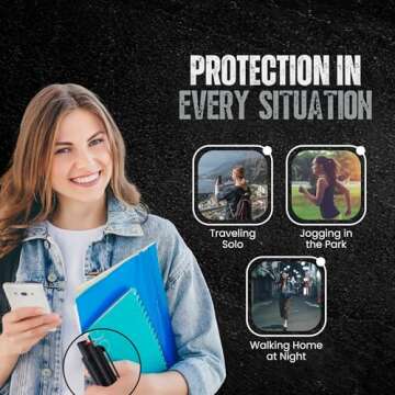 Police Magnum Keychain Pepper Spray Bulk Self Defense Set- Maximum Strength- Belt Clip Safety Key Chains for Women & Men- Made in The USA- 7 Pack Black INJ