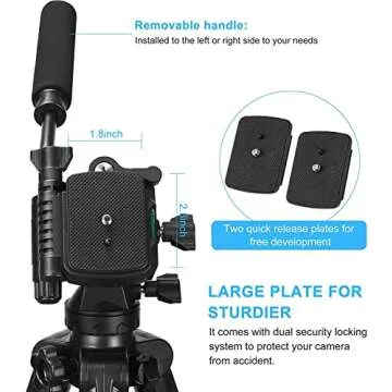 Tripod, 73 inch Tripod for Camera with Fluid Head, Tall Camera Stand Tripod Heavy Duty with Tablet & Phone Mount, Professional DSLR Tripod for Cell Phones, Spotting Scopes,Webcam, Complete Unit Tripod