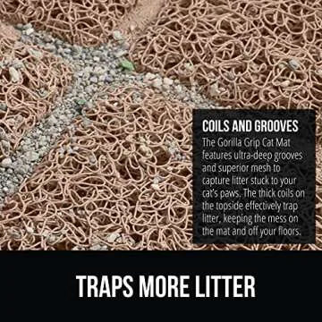 Gorilla Grip Cat Litter Box Mat, 35x23, Water Resistant Kitty Litter Trapping Mat, Textured Backing, Easy to Clean, Less Waste and Clean Floors, Kitten Supplies for Indoor Cats, Soft on Paws, Beige