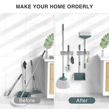 HOMEASY Mop Broom Holder Durable Stainless Steel Organizer