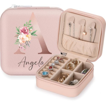 Personalized Travel Jewelry Box with Initials - Compact & Stylish Organizer