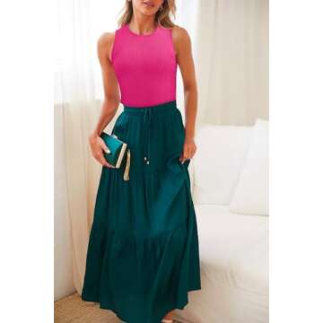 SAMPEEL Hot Pink Tank Tops for Women Dressy Casual Spring 2024 Fashion Valentine Day Shirts L