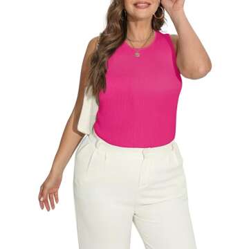 SAMPEEL Hot Pink Tank Tops for Women Dressy Casual Spring 2024 Fashion Valentine Day Shirts L