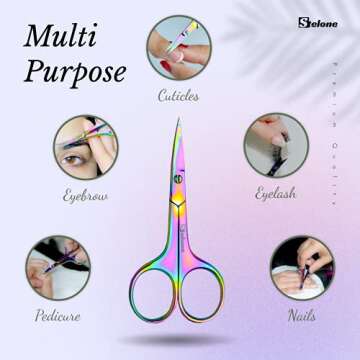 Stelone Professional Grooming Scissors Eyebrow Scissors Small Curved Stainless Steel Manicure & Beauty Scissor for Women