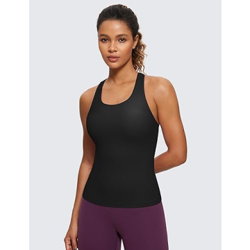 CRZ YOGA Butterluxe Tank Top with Built-In Bra for Workouts