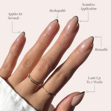 Glamnetic Press On Nails - Gold Standard | Short Almond Nails with Gold French Tips, Reusable Stick On Fake Nails with Glue | Love In Bloom Spring Nails | 15 Sizes - 30 Nail Kit with Glue