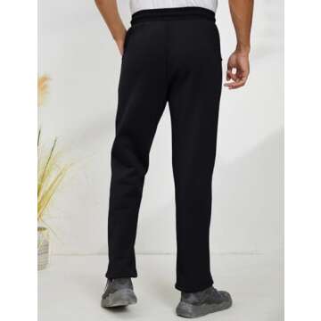 Gihuo Men's Winter Fleece Pants Sherpa Lined Sweatpants Straight Leg Active Running Sweat Pants Comfy Lounge Pants (2# Black, X-Large)