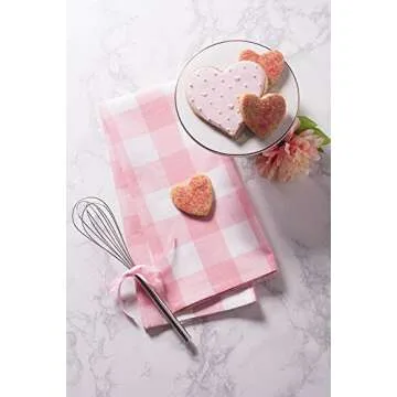 DII Buffalo Check Pink Dish Towel Set for Every Kitchen
