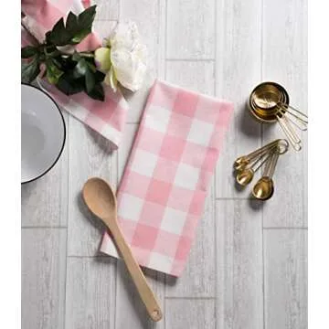 DII Buffalo Check Pink Dish Towel Set for Every Kitchen