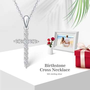 GUYOICHT 925 Sterling Silver Cubic Zirconia Cross Pendant Necklace for Women (style 6)