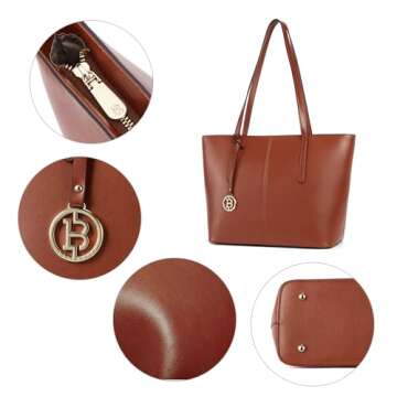 BOSTANTEN Women Handbags Genuine Leather Totes Shoulder Purses Deep Brown