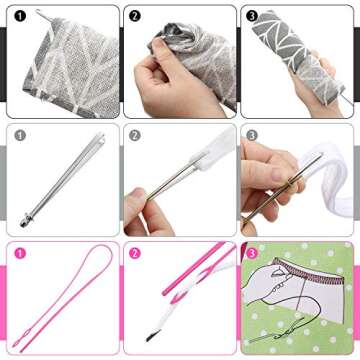 WILLBOND 6 Pcs Flexible Drawstring Threader Tool Sewing Loop Kit, Loop Turner Easy Threader Hoodie S...