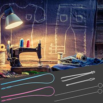 WILLBOND 6 Pcs Flexible Drawstring Threader Tool Sewing Loop Kit, Loop Turner Easy Threader Hoodie String Replacement Metal Tweezers Drawstring Puller Tool for Fabric Belt DIY Knitting Accessories