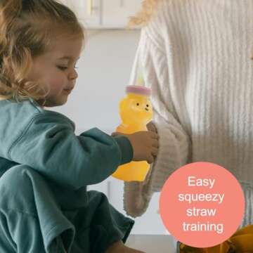 Honey Bear Straw Cups, Juice Bear Bottle Drinking Cup Long Straws with 4 Flexible Straws & Cleaning ...