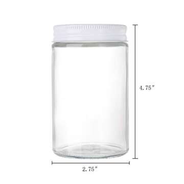 Suwimut 12 Pack Glass Jars With Lids, 12 oz Wide Mouth Straight Sided Glass Storage Mason Canning Jars with White Metal Lids for Pickles and Kitchen Storage Jelly, Jams, Honey, Caviar, Herb, Dry Food