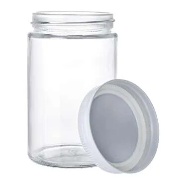 Suwimut 12 Pack Glass Jars With Lids, 12 oz Wide Mouth Straight Sided Glass Storage Mason Canning Jars with White Metal Lids for Pickles and Kitchen Storage Jelly, Jams, Honey, Caviar, Herb, Dry Food