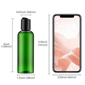 owlyee 3.4 oz Travel Bottles for Toiletries, Empty Travel Size Containers Tsa Approved, 5PCS Small Plastic Shampoo Bottles with Labels (100ml, Green)