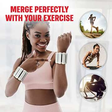 Gymnastics Power Wrist Ankle Bangles Weights For Women And Men - dumbbells Bracelet for Walking, Jogging, Yoga, Gym, Strength Training (1 LB - Cream Beige Pair)