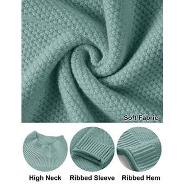 MEROKEETY Women's Long Sleeve Turtleneck Cozy Knit Sweater Casual Loose Pullover Jumper Tops, Sage, Large