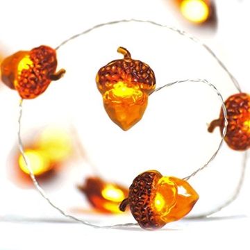 BOHON Thanksgiving Decorations Acorn Lights String 10ft 40 LEDs Fairy String Lights Battery Operated...
